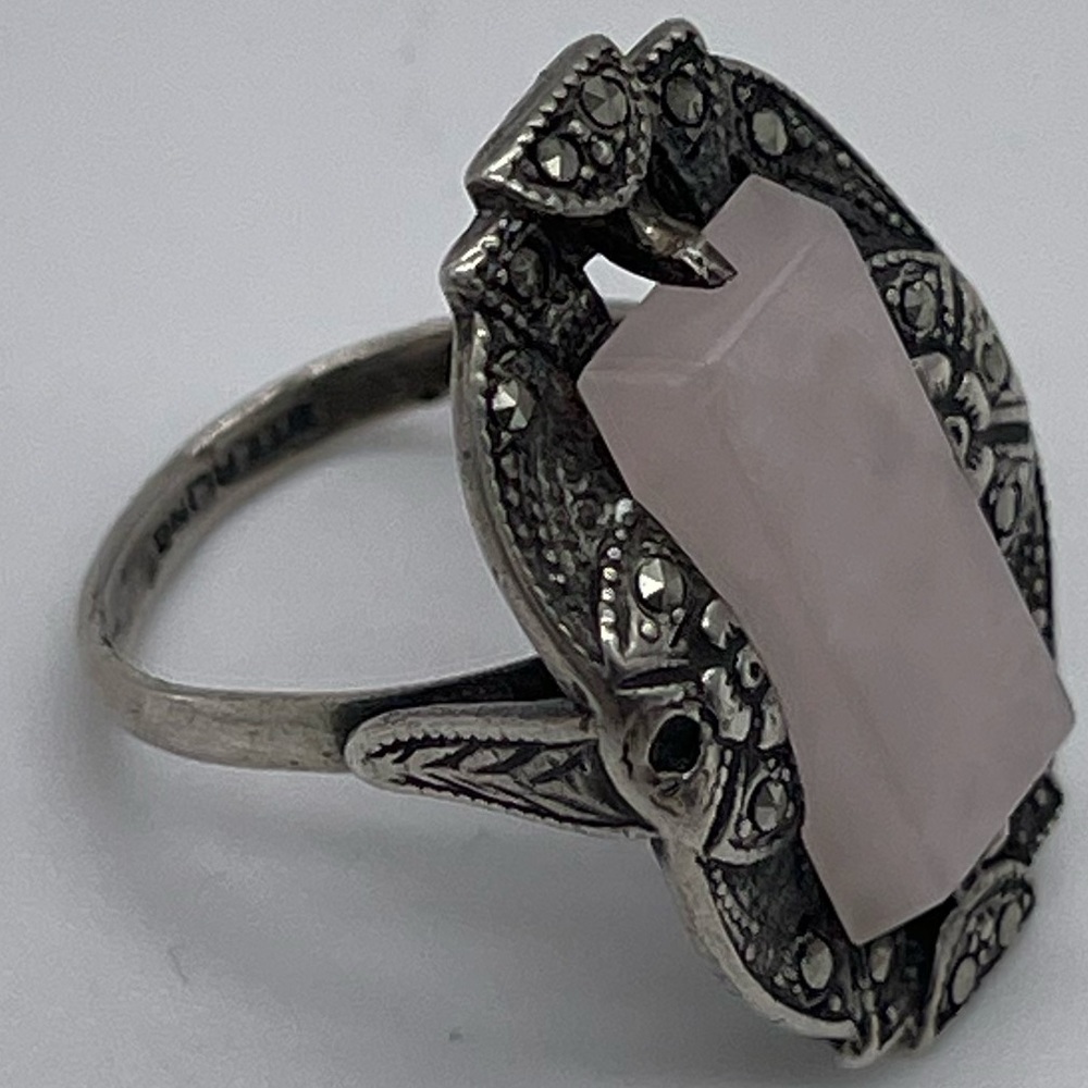 Rose Quartz 925 Sterling Silver Square Stone Ring - Picture 6 of 6